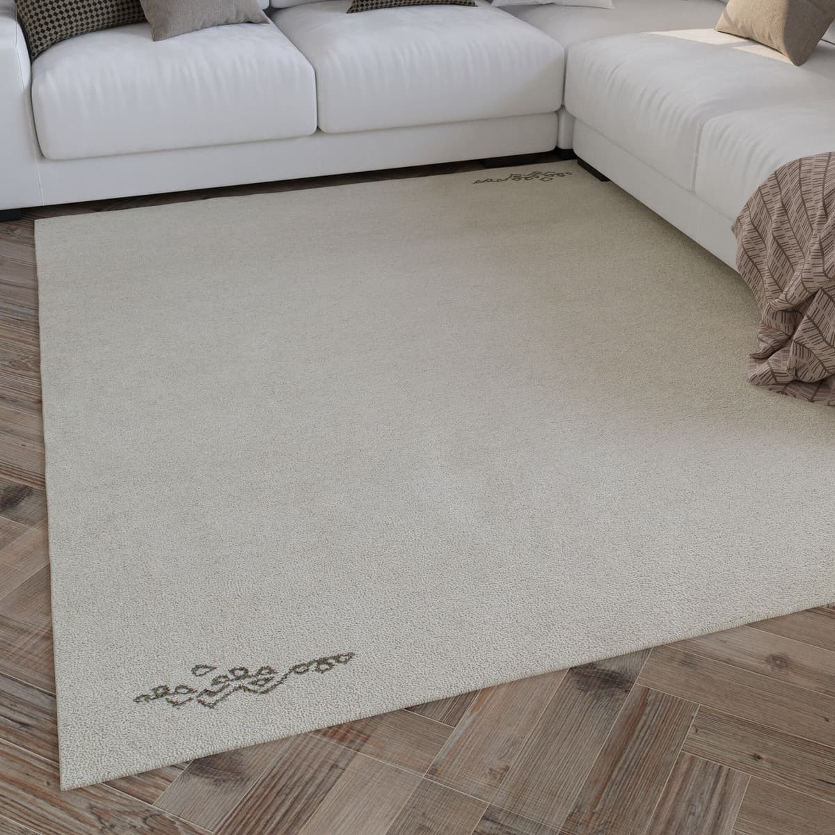 Wollteppich WECON HOME "Hamptons FORTYFOUR", beige (creme weiß), B:200cm H:20mm L:300cm, Schurwolle, Teppiche, Wollteppich, Läufer, Schurwolle, Kurzflor, Wohnzimmer, Schlafzimmer, Ornamente creme weiß B : 200cm 1 Stk., 20mm, L: 300cm