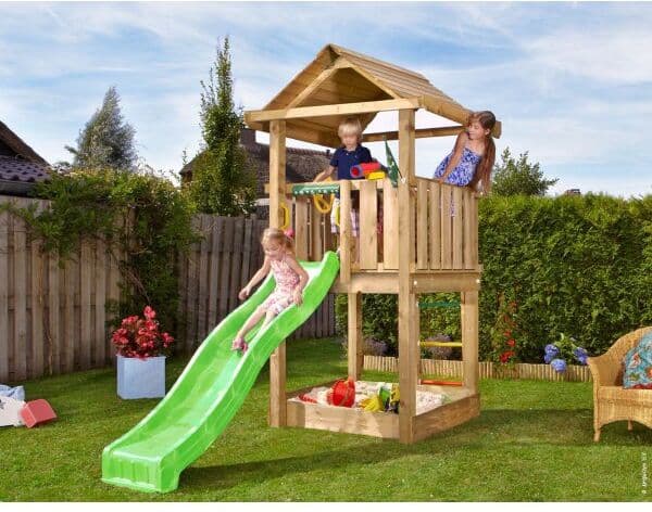 Jungle Gym House 2.1 Legetårn M/grøn Rutsjebane