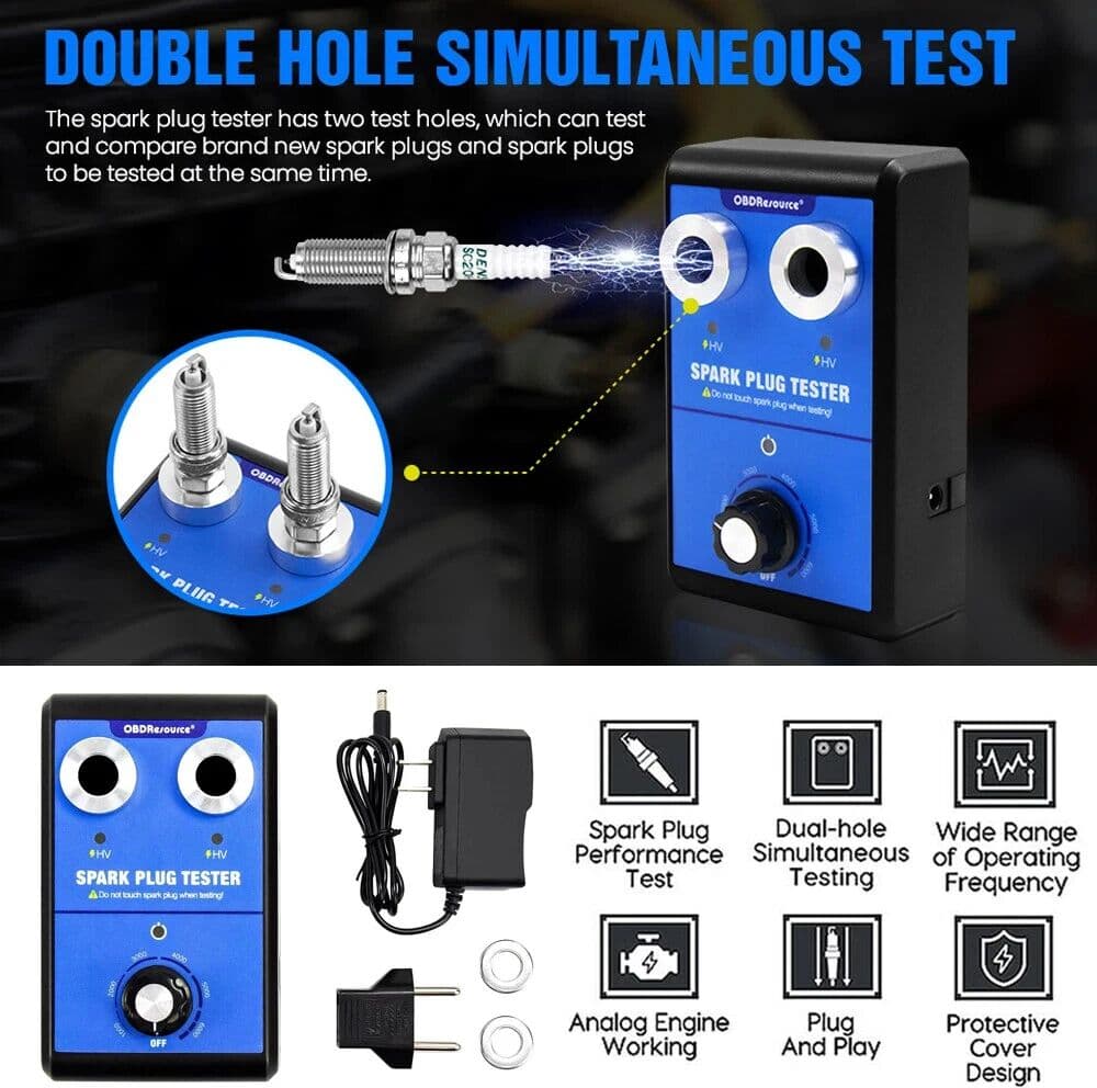 OBDMonster Car Spark Plug Tester Double Holes 110V 220V 0-6000rpm Spark Plug Analyzer Auto Ignition Coil Spark Tester Tool HOTSALE