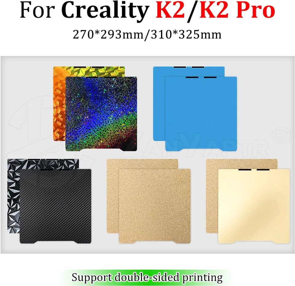 ZANYAPTR Textured & Smooth PEI Build Plate Magnetic Spring Steel Base For Creality K2 Pro 270*293mm/310*325mm 3D Printing Accessories