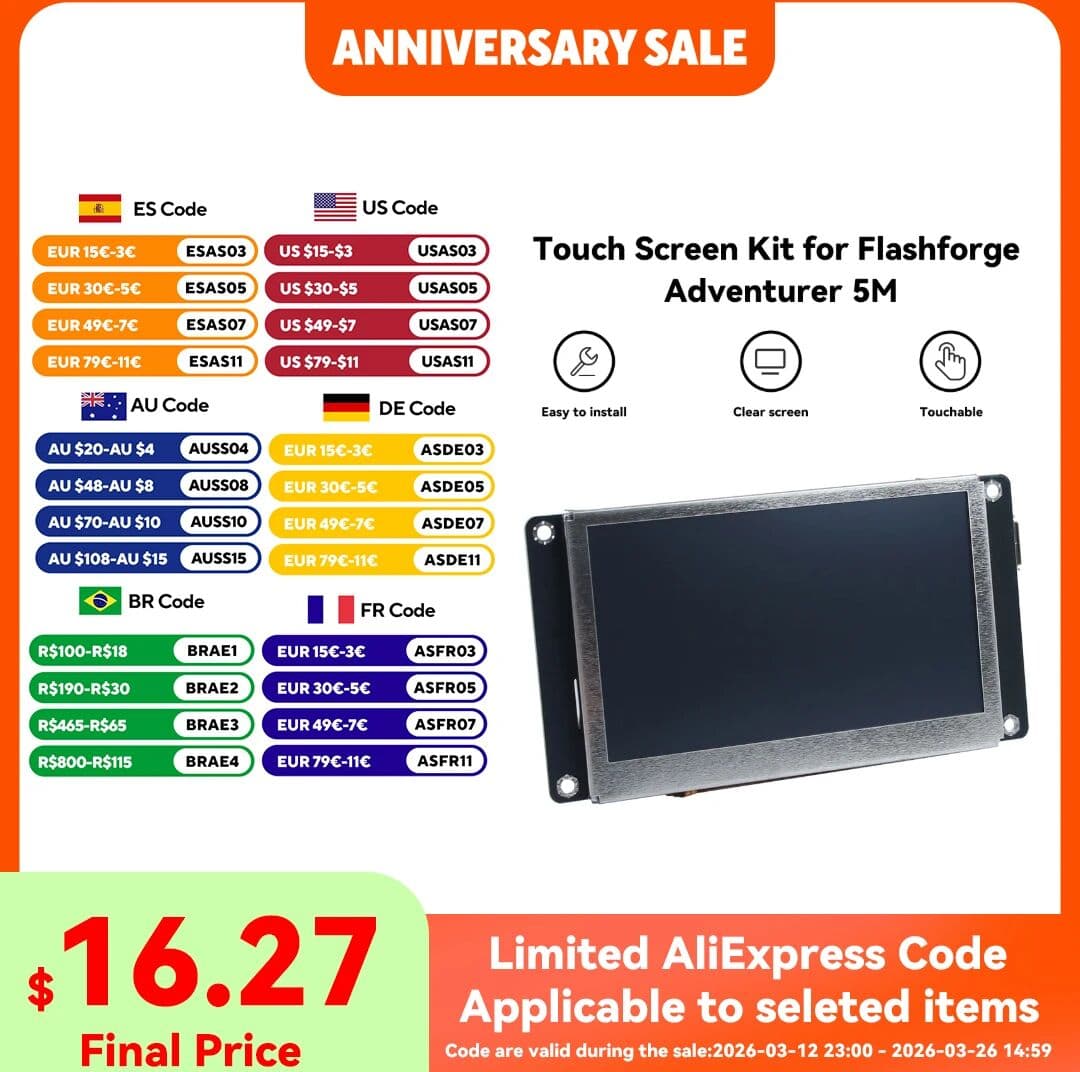 FYSETC NEW Touch Screen Kit For Flashforge Adventurer 5M  Touchable Screen Easy To Install  For 3D Printer Accessories