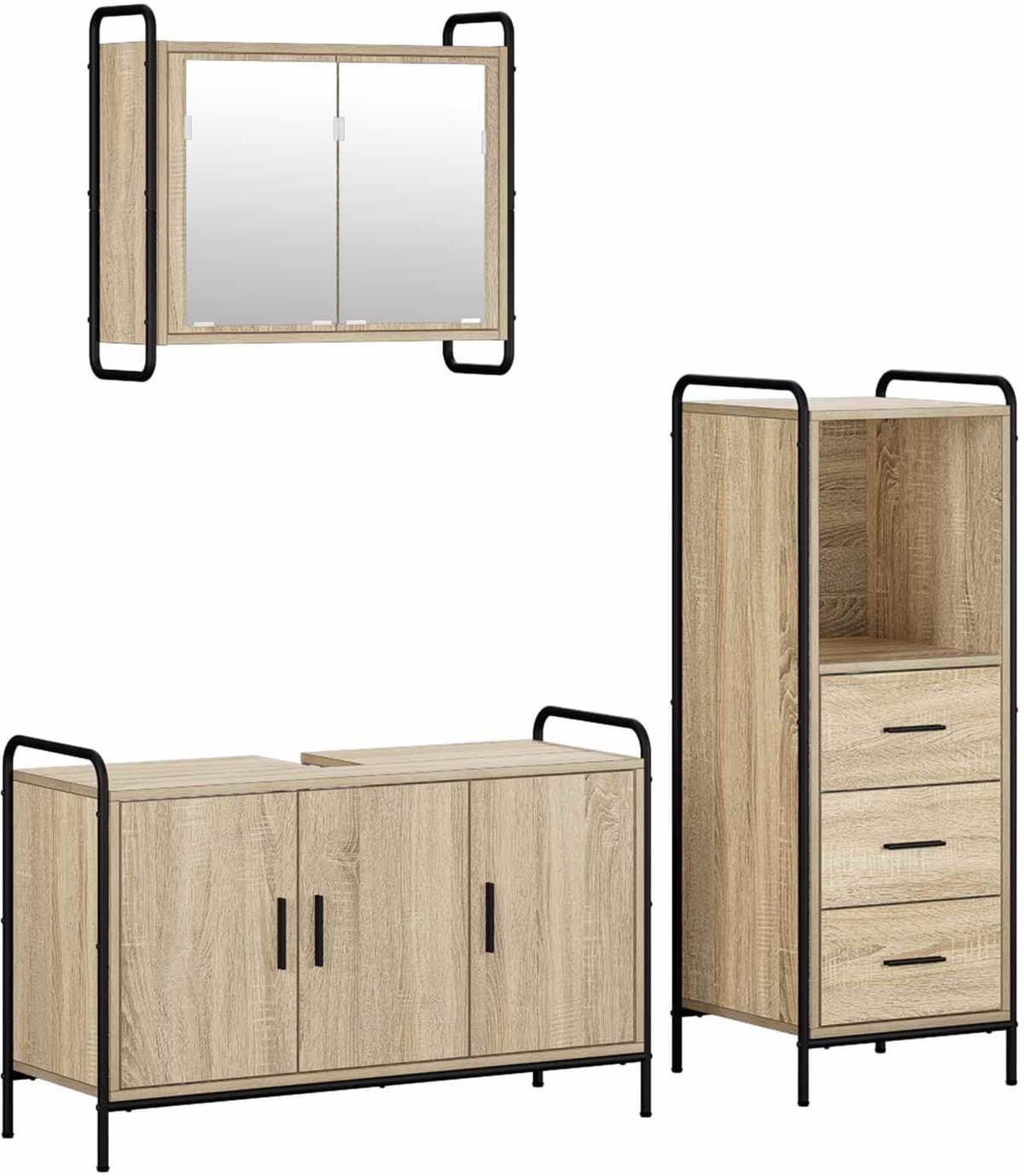 vidaXL Ensemble d'armoire de salle de bain 3 pc Chêne Sonoma
