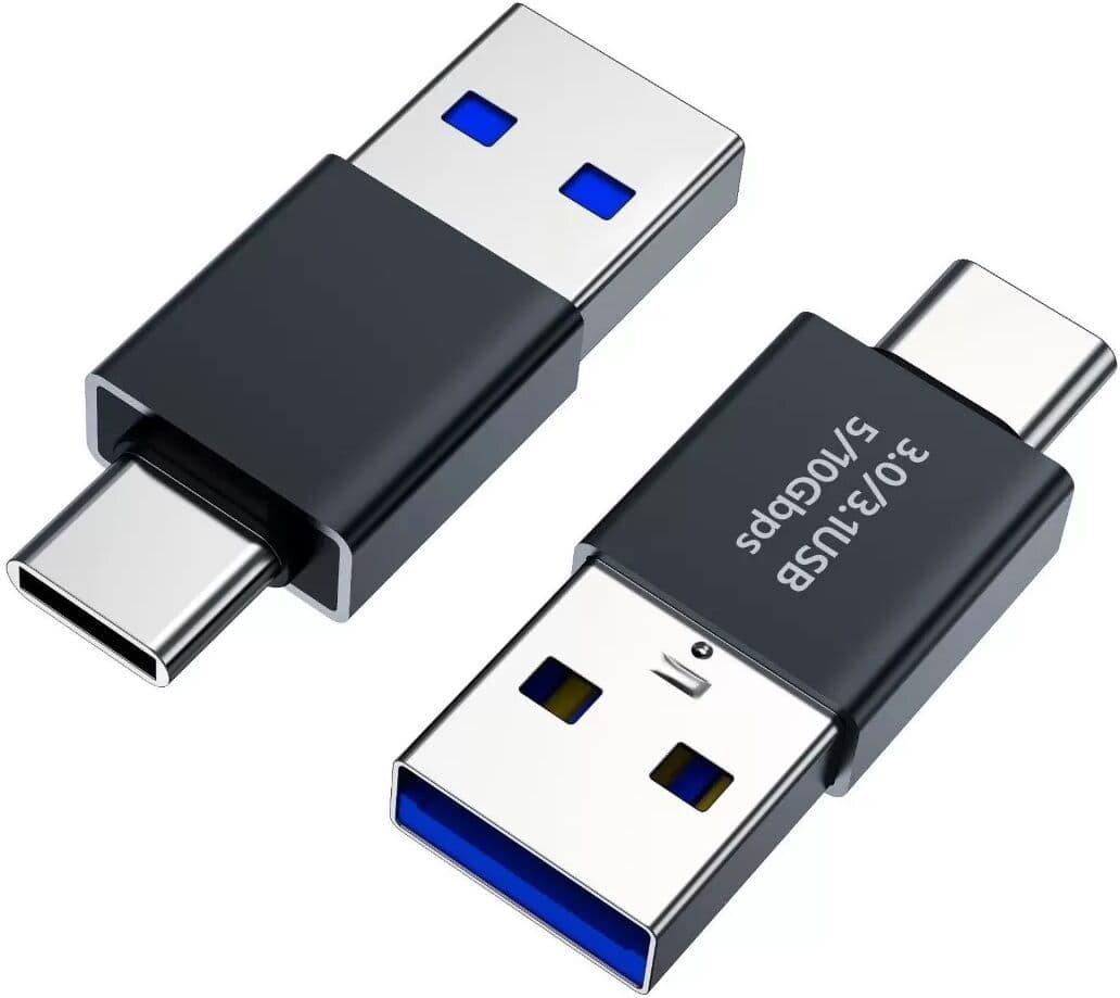 INF Adaptateur USB-C mâle vers USB 3.0 mâle (lot de 4) – Transfert de données haute vitesse et charge, design compact noir