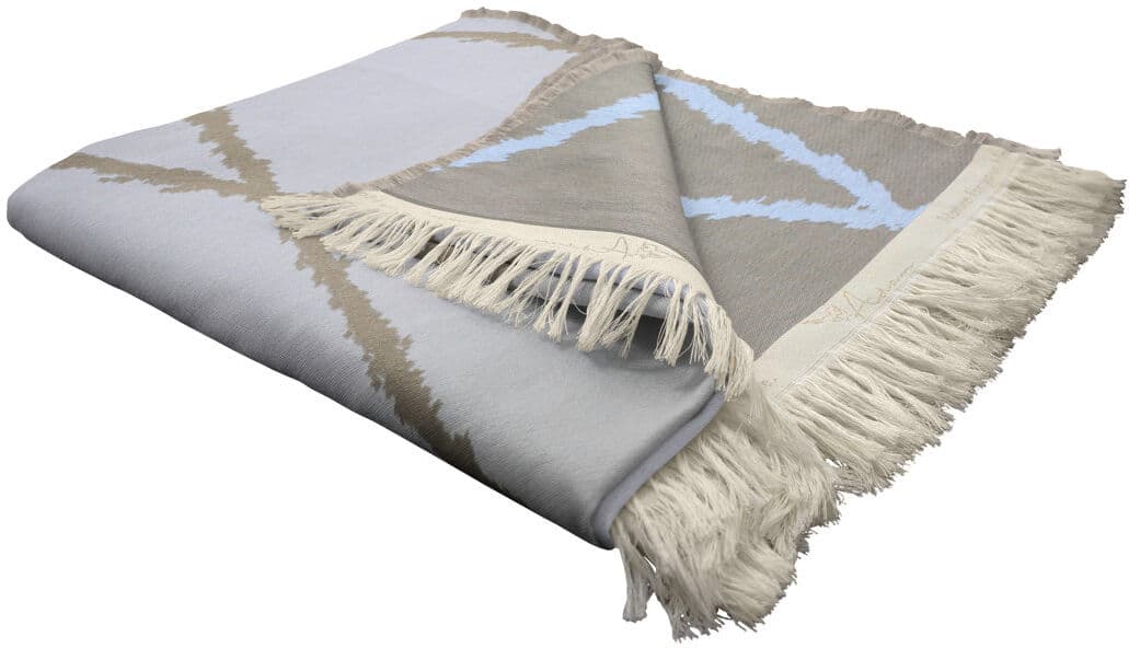 Brambly Cottage Beeman Geometric Blanket Beige/White 145cm W X 190cm L