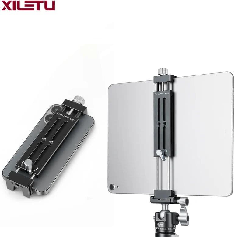 XILETU Cimapro 335mm Phone Tablet Mount, Aluminum Holder Cold Shoe Arca Swiss for iPad Pro 12.9 11 Air iPhone Tripod