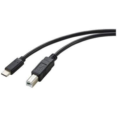 Renkforce USB-Kabel USB 2.0 USB-C® Stecker, USB-B Stecker 2.00 m Schwarz Gesamtschirm RF-5720420