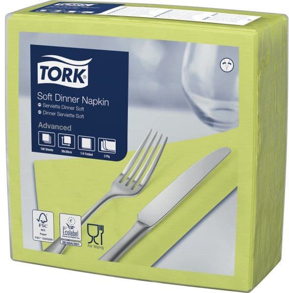 Tork Middagsserviet, 3-Lag, Lime, 100 Stk.