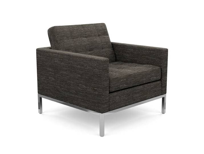 KNOLL fauteuil FLORENCE en tissu (Rivington Ash Gray - Revêtement Cat. S et structure en acier chromé)