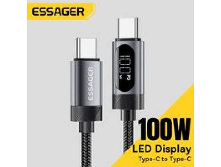 Essager Digitale Display USB C Kabel Voor iPhone 17 16 15 Xiaomi Huawei 100 W PD Snel Opladen Voor Macbook iPad Type C naar C Kabel