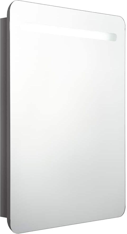 vidaXL Armoire de salle de bain à miroir LED gris brillant 60x11x80 cm