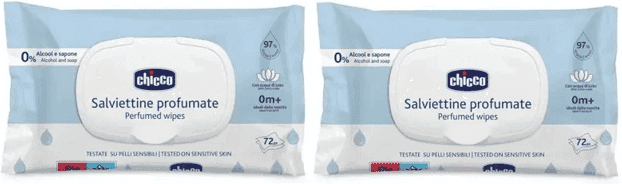 Chicco Baby Salviette Detergenti BIPACCO 2x72 Pezzi