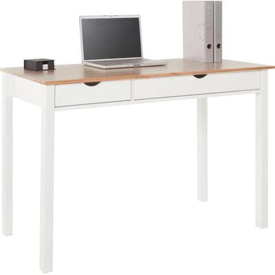 Schreibtisch HOME AFFAIRE "Gava", beige (natur, weiß, weiß, natur), B:120cm H:80cm T:60cm, Tische, Schreibtisch, massives Kiefernholz, für das home office, Breite 100/120/140 cm