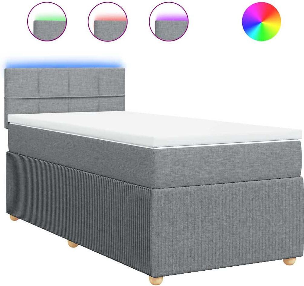 vidaXL Sommier à lattes de lit et matelas Gris clair 90x190 cm Tissu