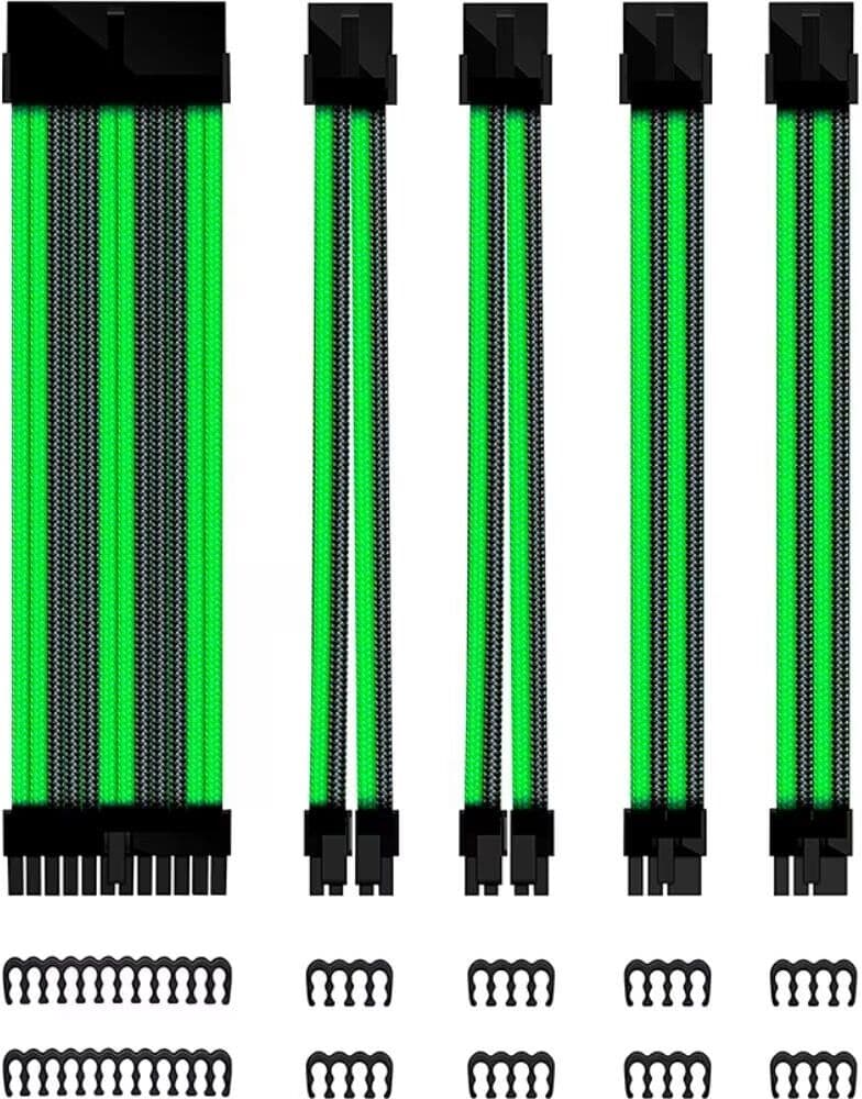 Phoenix Technologies Kit De Extension De Cables Fuente De Alimentacion 30cm 24 Pines - 4+4 6+2 Negro Y Verde Talla Única Unisex