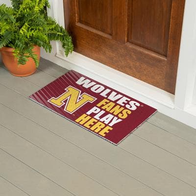 Evergreen "28 in. x 16 in. Northern State University ""Fans Play Here"" PVC Door Mat"