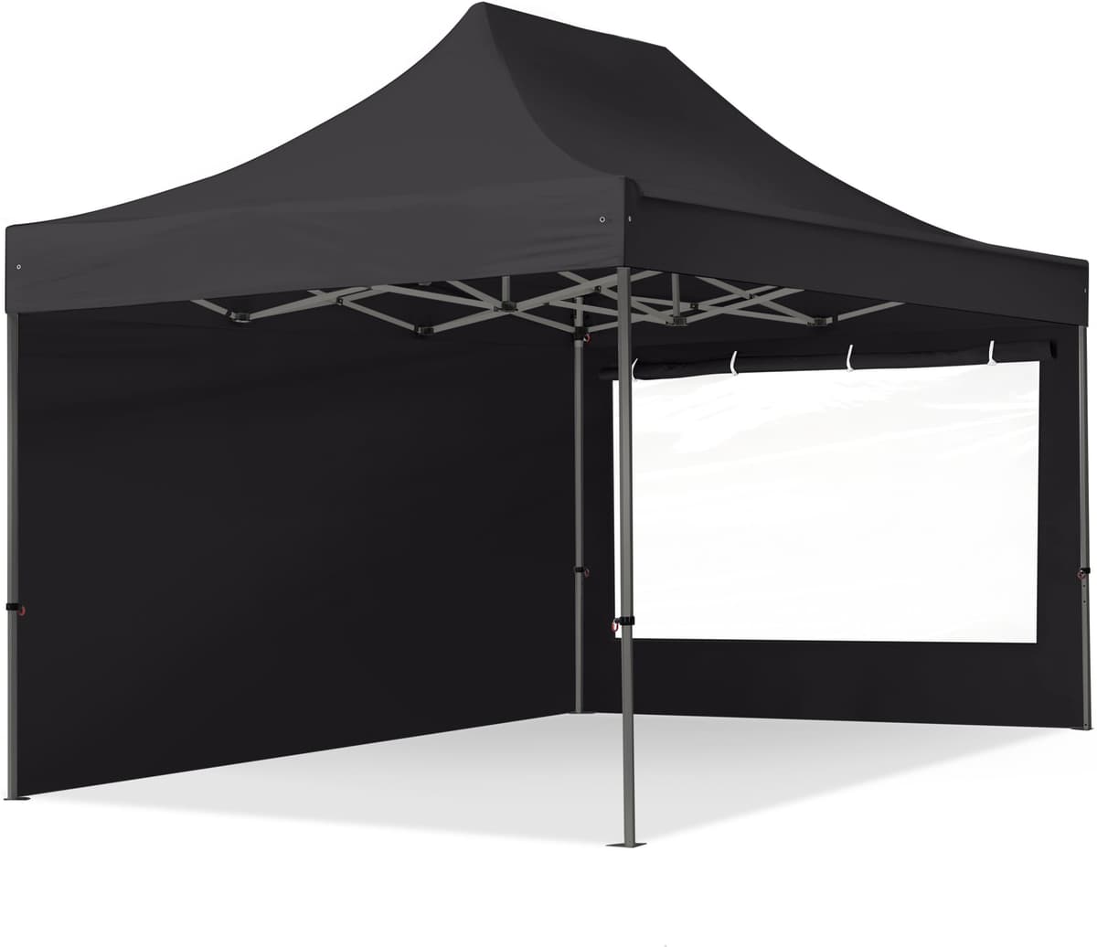 TOOLPORT 3x4,5m Teräs pop-up teltta, sis. 2 sivuseinää, musta - (600041)
