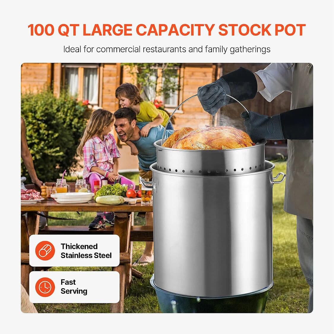 Olla de Acero Inoxidable SucceBuy, 94,6 Litros, con Tapa con Cesta para Cocinar