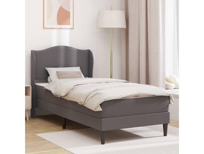 vidaXL Bettgestell mit Matratze Grau 90 x 190 cm Kunstleder
