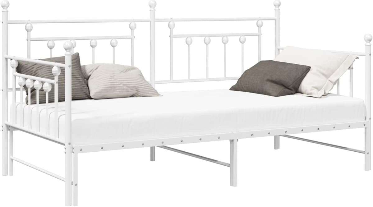 vidaXL Cadre de lit de jour Blanc 90 x 190 cm Acier enduit de poudre