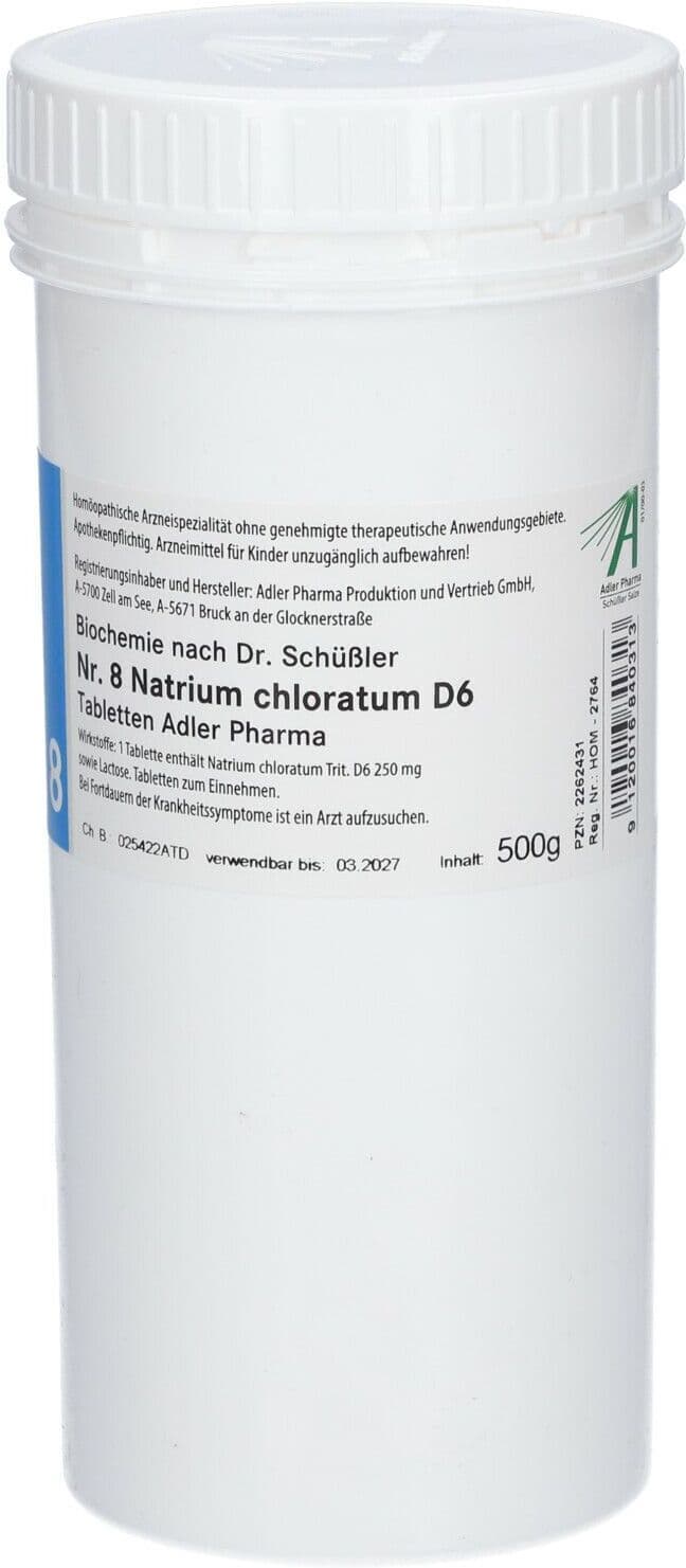 Adler Pharma Biochemie Adler Schüssler Salze Nr. 8 Natrium chloratum D6 Tabletten 500 g 500 g Tabletten