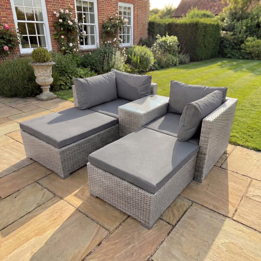 Lark Manor Bastia 5 Piece Outdoor Seating and Table Set Grey 2