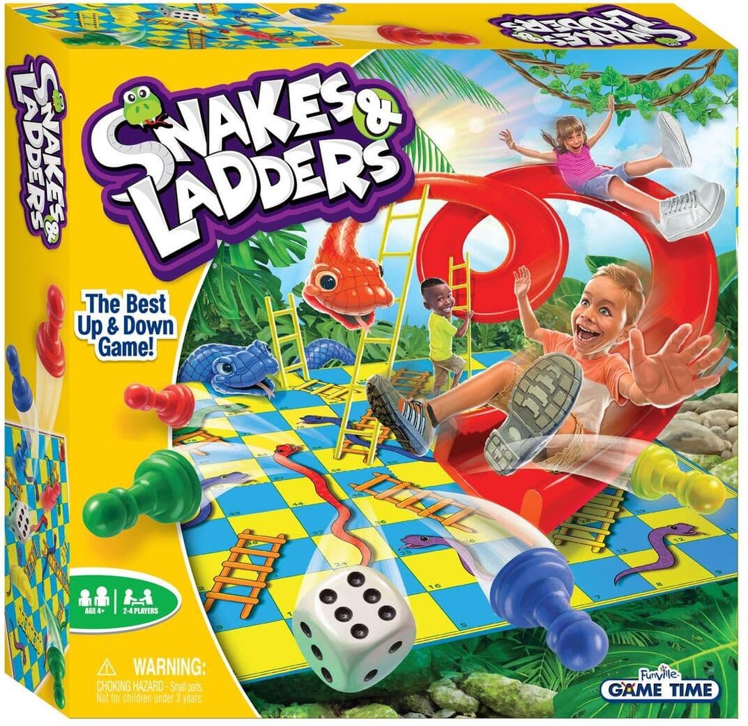 Stigespillet - Hvem Når Toppen Først? Klassiker - Brettspill Snakes & Ladders