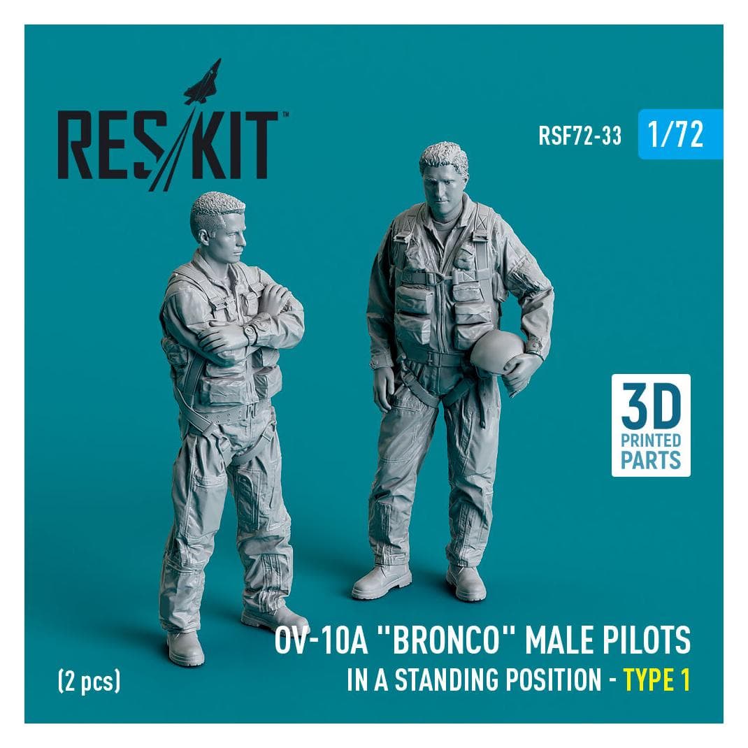 ResKit OV-10A Bronco male pilots (in a standing position - type 1) (2 pcs) (3D Printed) (RSF72-0033)