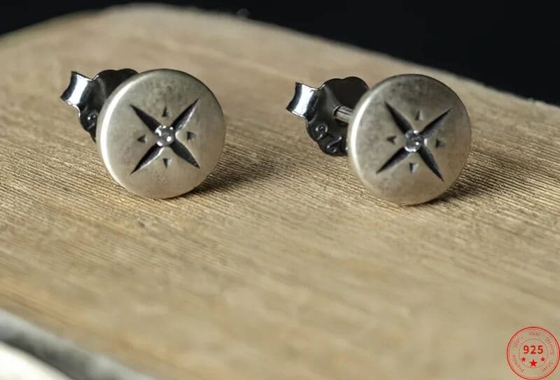 BOCAI NEW Real S925 Sterling Silver Charms Stud Earrings for Women Ancient Cross Pattern Zircon Ear Stud Punk Fine Choice Jewelry