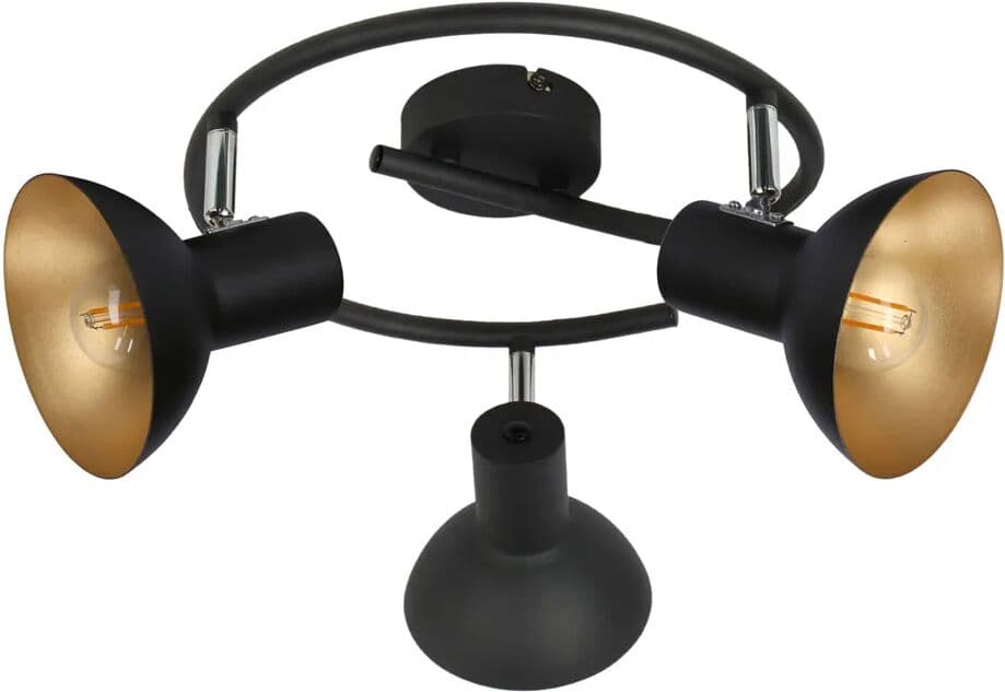 Lumes Potrójna metalowa lampa sufitowa do kuchni czarny + złoto - Z029 D1-M86