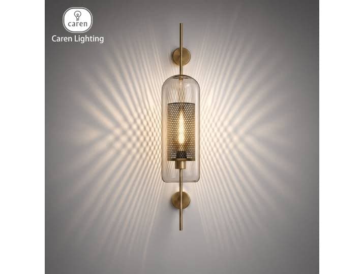 Applique murale industrielle moderne Caren Lighting, lampe murale vintage avec globe en verre et abat-jour intérieur en métal perforé, applique rustique