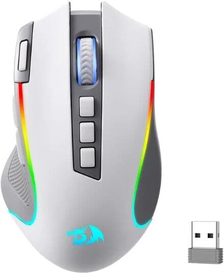 Redragon M612 PRO RGB BT 2.4G Gaming Gamer Mouse, 8000 DPI Wireless Optical 9 Programmable Buttons 7 Backlit Modes, B