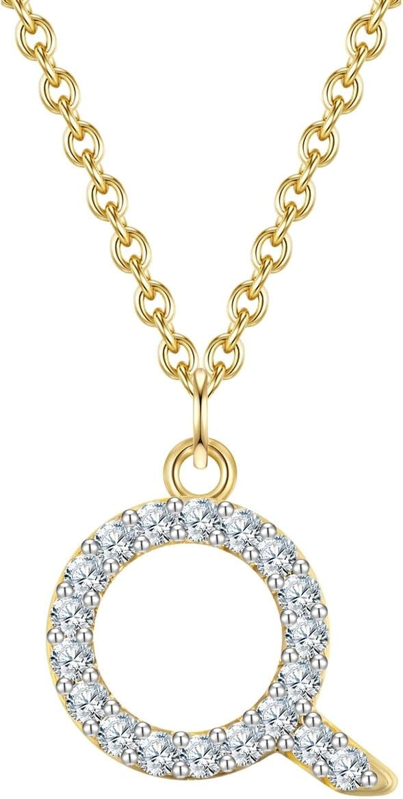 Kette mit Anhänger GLANZSTÜCKE MÜNCHEN "GSM1946", gold (gelbgold), Halsketten, Damen, 40,0cm Basiskette + 5,0cm Verlängerung, B: 0,8mm, mit Buchstaben-Anhänger, B:0,8mm