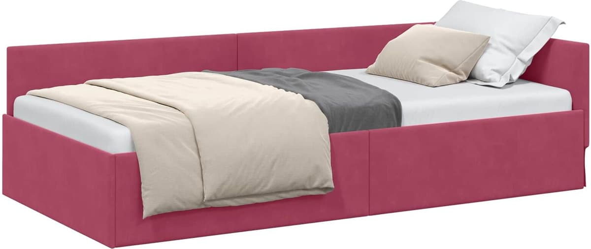 vidaXL Cadre de lit d'angle Bordeaux 100 x 200 cm Velours