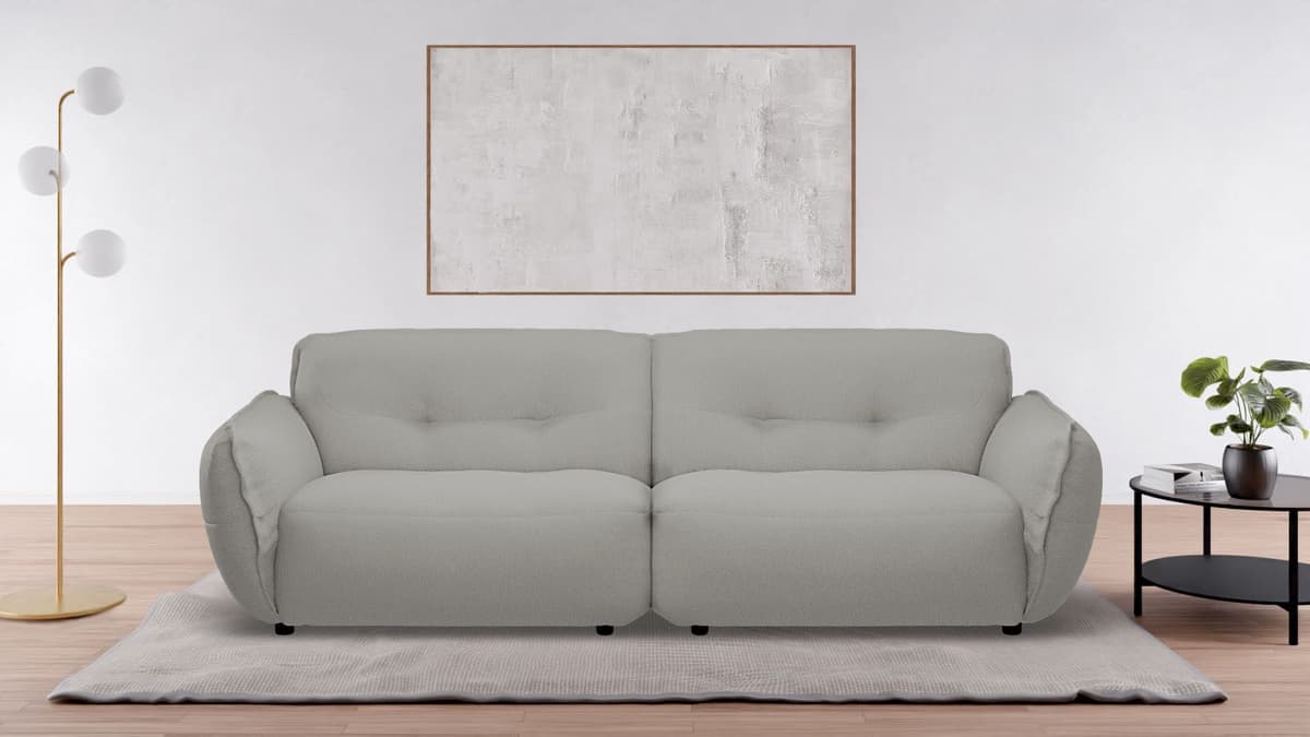 4-Sitzer BETYPE "Be Fluffy Mega Sofa, viel Platz, XXL Couch, Breite 283cm, bequem", silber (silber grau), B:283cm H:87cm T:120cm, 100% Polyester, Sofas, 4-Sitzer, Softes Sitzgefühl, moderne Kedernaht, hochwertiger Bezug
