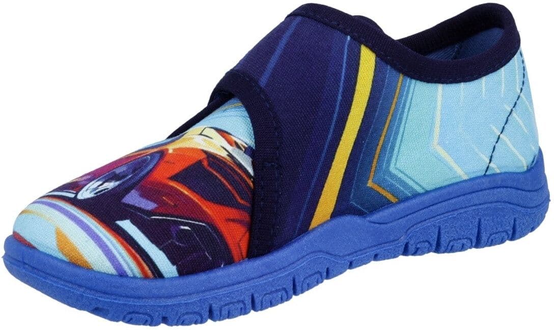 Hausschuh RICHTER "Mailo", Jungen, Gr. 28, Textil, blau (dunkelblau multi mit automotiv), Baumwolle, kontrastfarbene Details, Schuhe Hausschuh, Klettschuh, Kindergartenschuh mit Grössenschablone zum Download dunkelblau multi mit automotiv 28, Textil