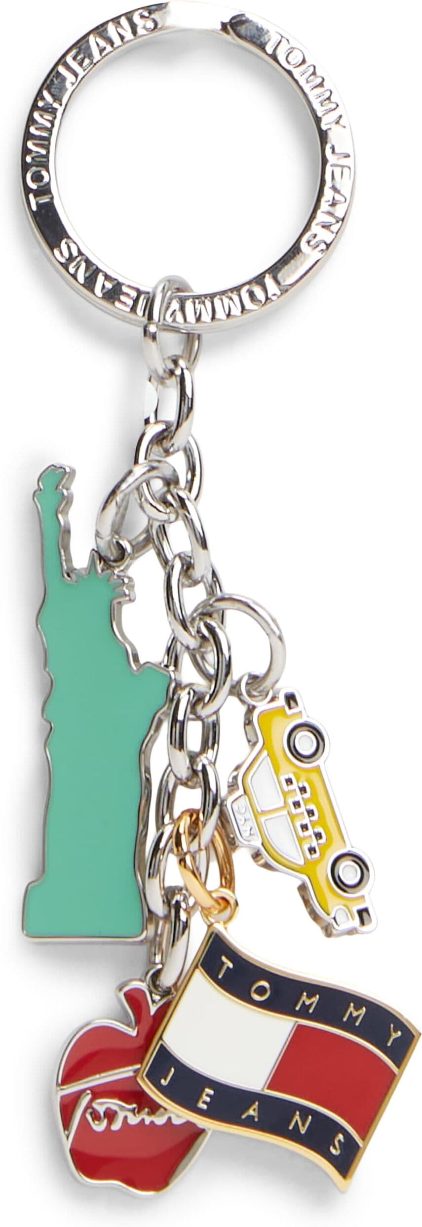 Taschenanhänger TOMMY JEANS "TJM BODEGA KEY FOB", Damen, silberfarben kombiniert, Metall, Zink, kontrastfarbene Details, Taschenanhänger Taschenanhänger, Schlüsselanhänge, Bag Chames mit dekortiven Motiven