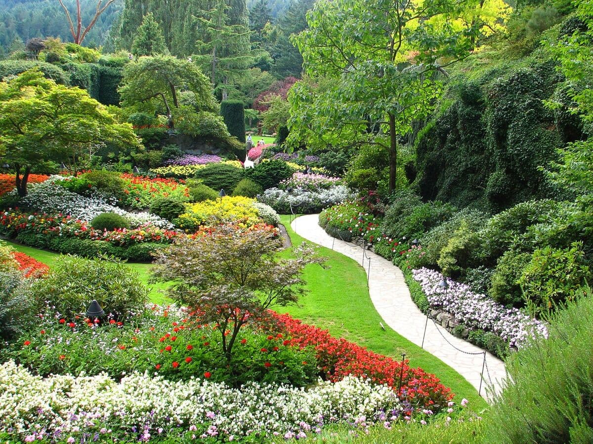 Fototapete PAPERMOON "Butchart Gardens", bunt, B:1,5m L:1,11m, Vlies, Tapeten, Fototapete bunt B/L: 1,5m x 1,11m, Bahnen: 7 Stk.