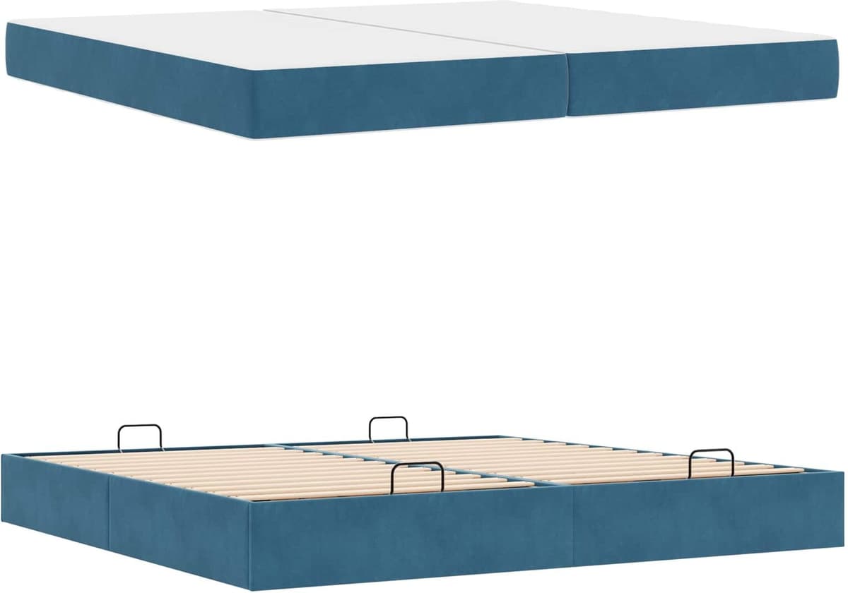 vidaXL Cadre de lit avec matelas 2 pièces Bleu Velours