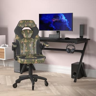 Lancaster Home Office Gaming Chair with Skater Wheels & Flip Up Arms - LeatherSoft