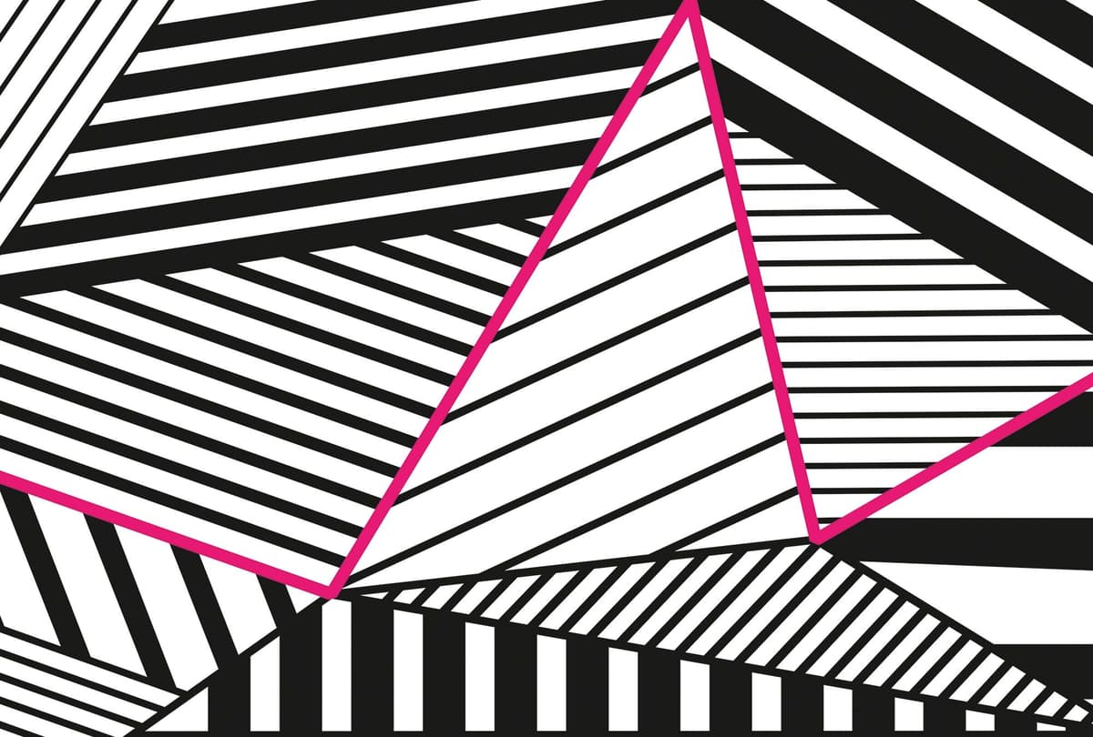 Fototapete ARCHITECTS PAPER "Atelier 47 Stripes", pink (pink, schwarz, weiß), B:4m L:2,7m, Vlies, Tapeten, Vlies, Wand, Schräge, Decke