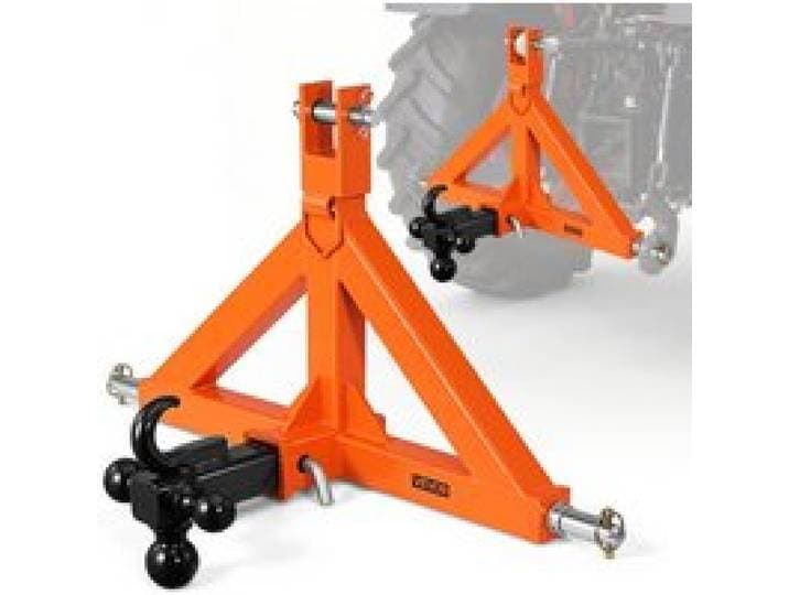 VEVOR Attelage de Remorque 3 Points avec Récepteur 50,8 mm Triangle d'Attelage avec 3 Boules et Crochet, Adaptateur pour Tracteur Catégorie 1, Compatible avec Kubota, John Deere, Ford, Massey Ferguson