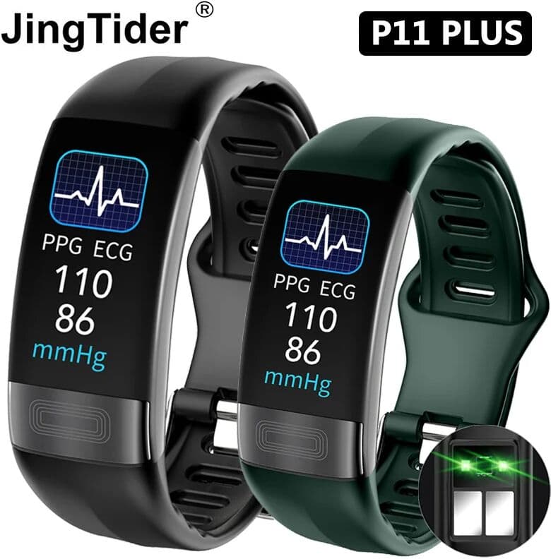 JingTider P11 Plus Body Temperature Monitor Smart Watch Band Men Women ECG PPG Smart Bracelet Fitness Blood Pressure P11 For Xiaomi Honor