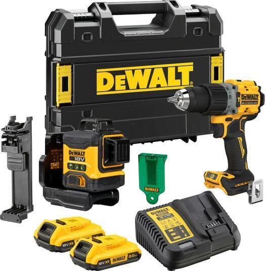 Dewalt Combo-Set 18 V Dck2095D2T (Dcd805+Laser 3X360 Dcle34031) 2X2,0 Ah Tstak