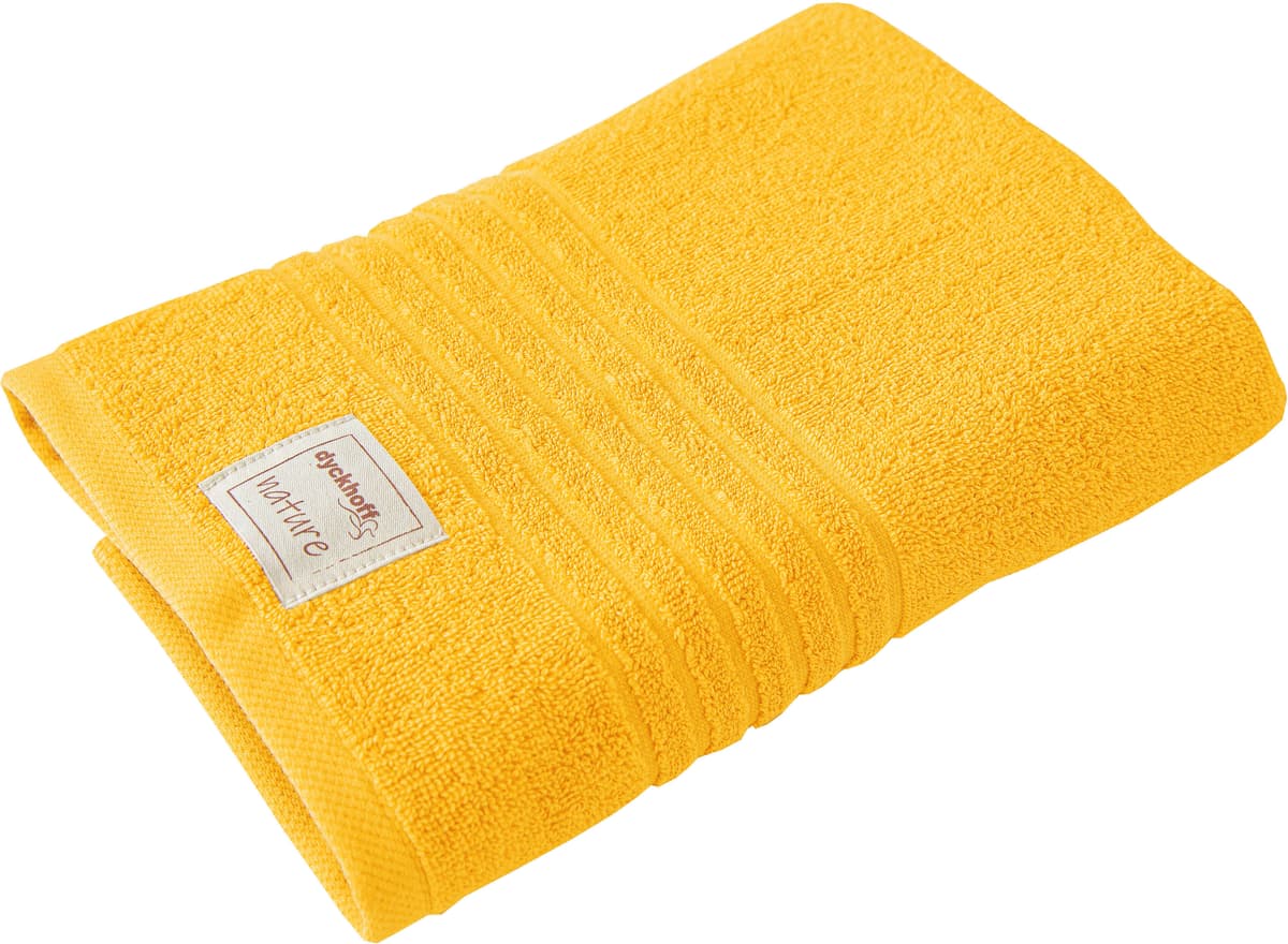 Handtuch DYCKHOFF "Nature", gelb (amber), B:50cm L:100cm, Frottier, Obermaterial: 100% Baumwolle, Handtücher, Handtuch amber B/L: 50cmx100cm, 1 Stk., Frottier