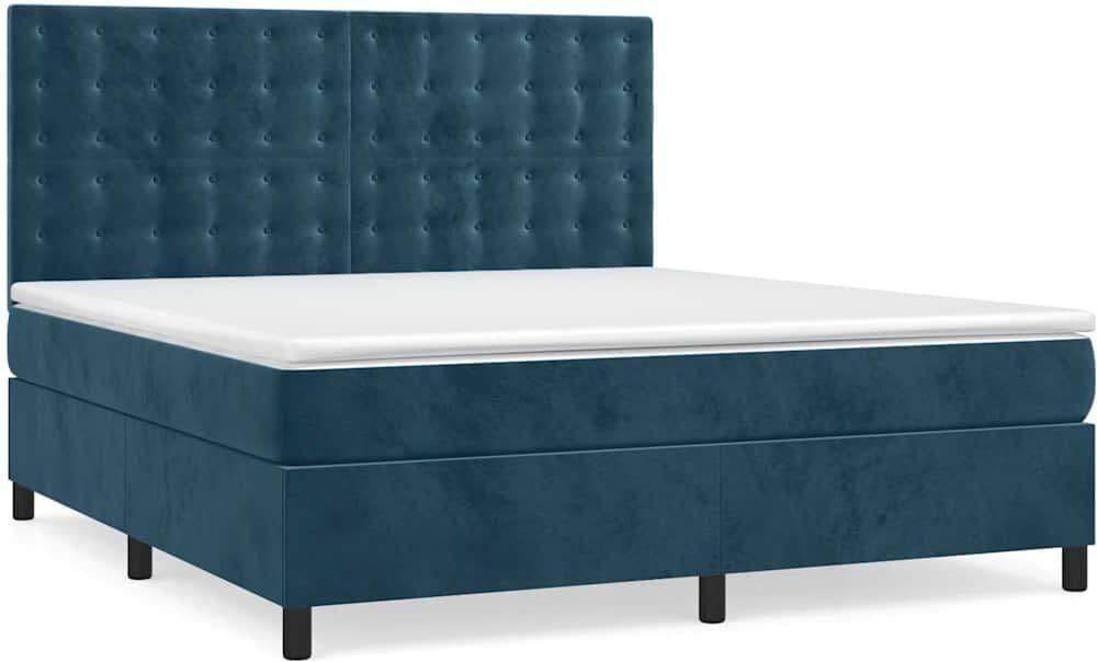 vidaXL Sommier à lattes de lit et matelas Bleu foncé 160x200cm Velours