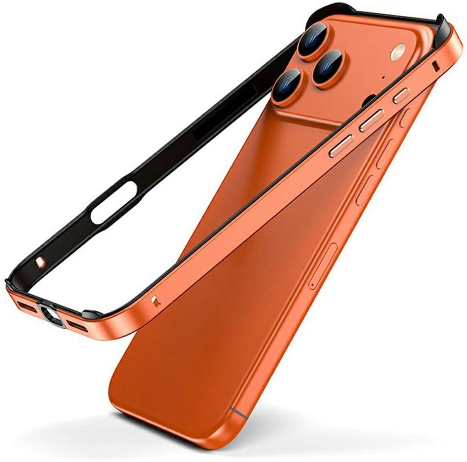 iPhone 17 Pro Max EIDERWOOD Metal Bumper Cover m. Stødabsorberende Silikone Hjørner - Orange