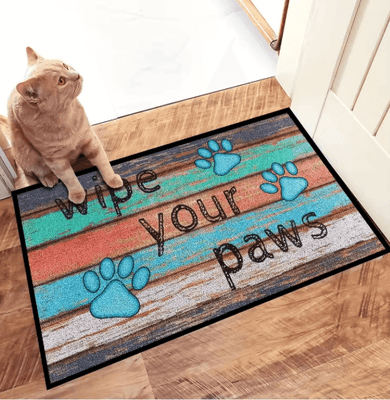 Inspire Picks Cute Cat Paw Print Doormat Absorbent Washable Non Slip Kitchen & Entrance Rug 4 50x80cm