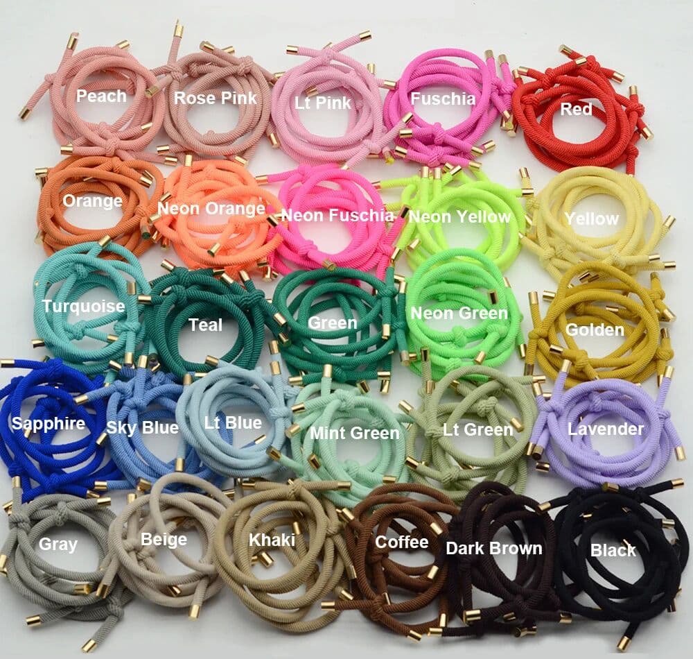 MAUTSU 30PCS 5mm Twilled Cords Knotted Elastic Hair Bands Golden Caps Hair Ties for Girls Elasticity Ponytail Holders Hair Scrunchies