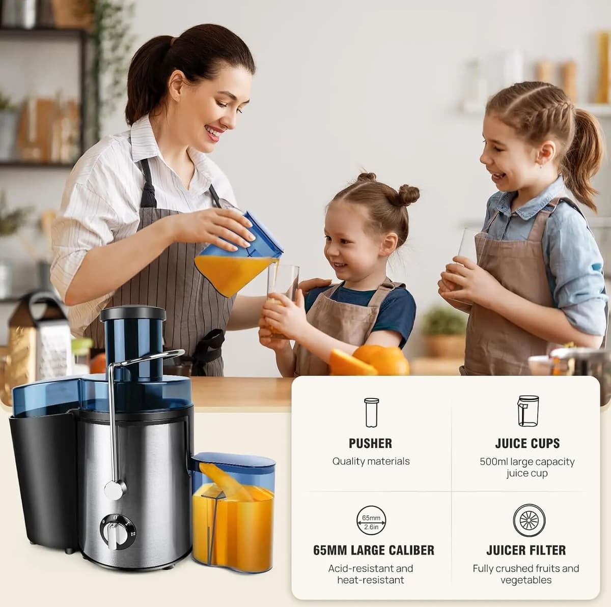NONE 1000W Juicer Machines Whole Fruit and Vegetable Juice Extractor,Centrifugal Juicer with 2 Speed Control for Fruit and Vegetables
