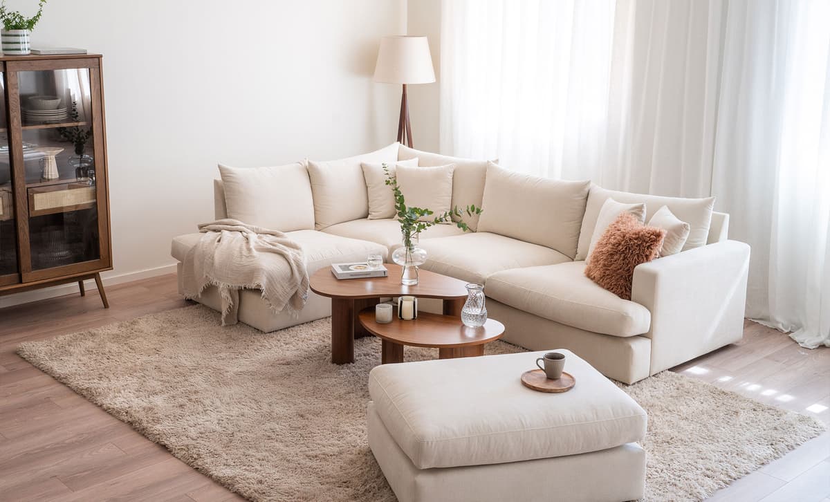 SoffaDirekt Bolnuevo Fotpall Beige